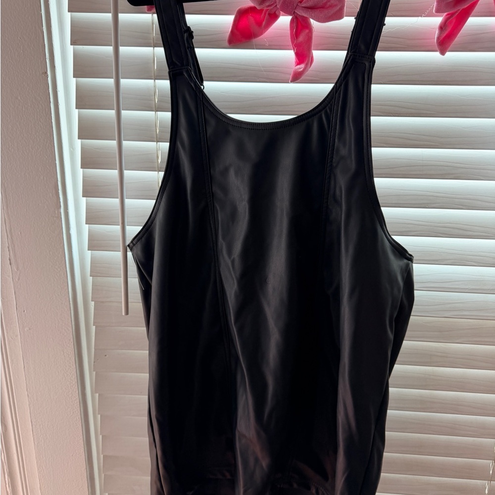 Black leather dress